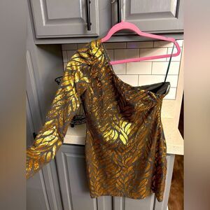 Elegant Pharaohs Gold and Black Women's Mini Dress